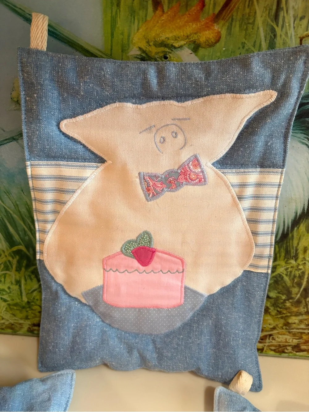 Blue Bunny, Chicken, Piggy Farm Animal  Kitchen Serving Mitts